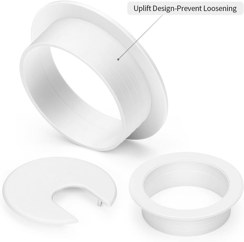 Petutu 10 Pack 2 Inch White Desk Grommet for Wires Cords-Plastic - Image 3